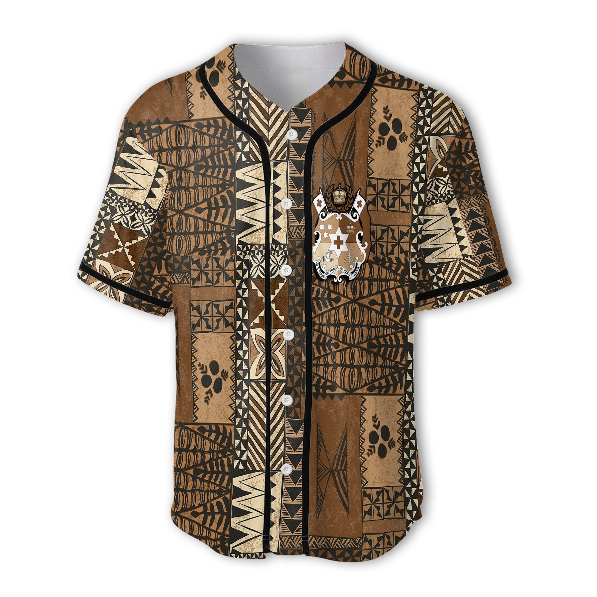 Custom Tonga Baseball Jersey Ngatu Tapa Style