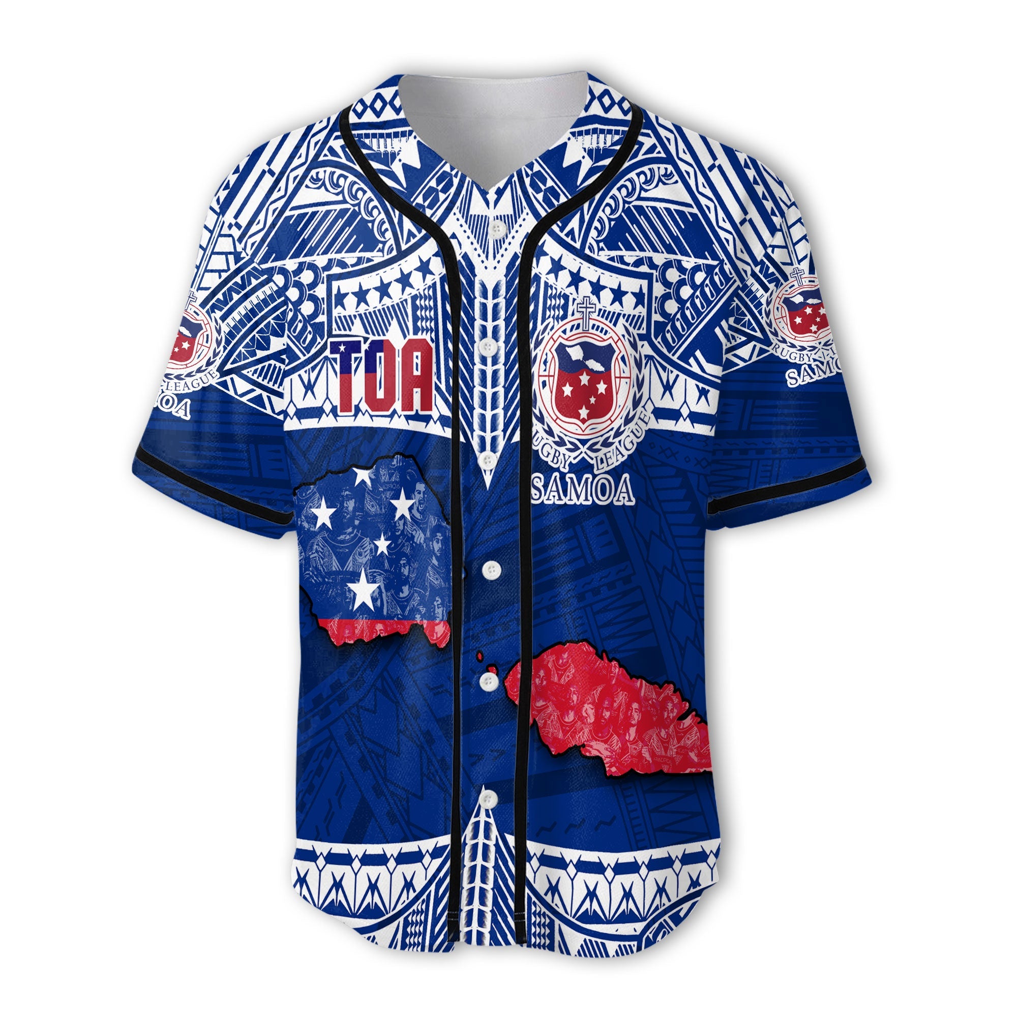 Custom Samoa TOA Rugby Baseball Jersey Map Style