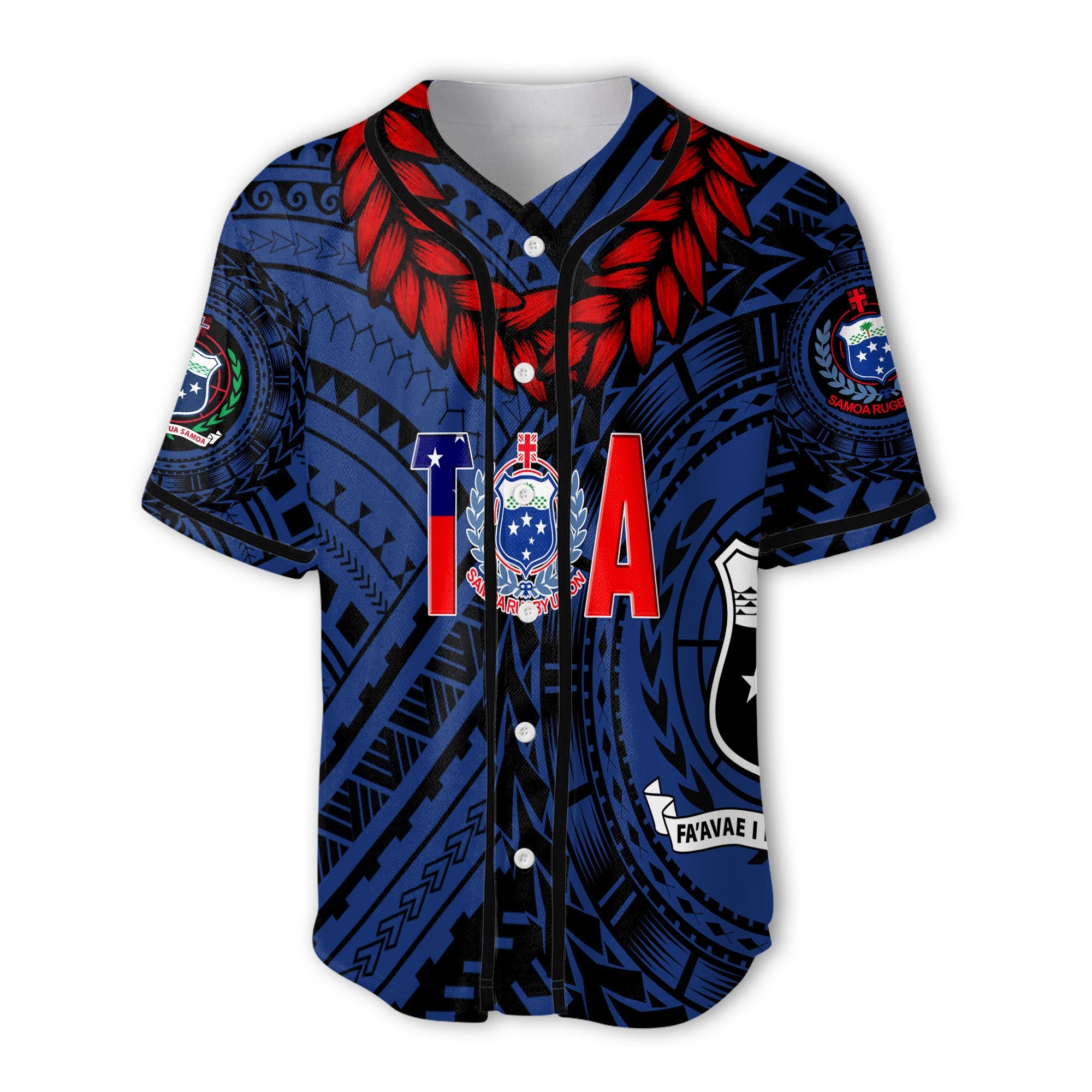 Samoa TOA Rugby Baseball Jersey Ulafala Style