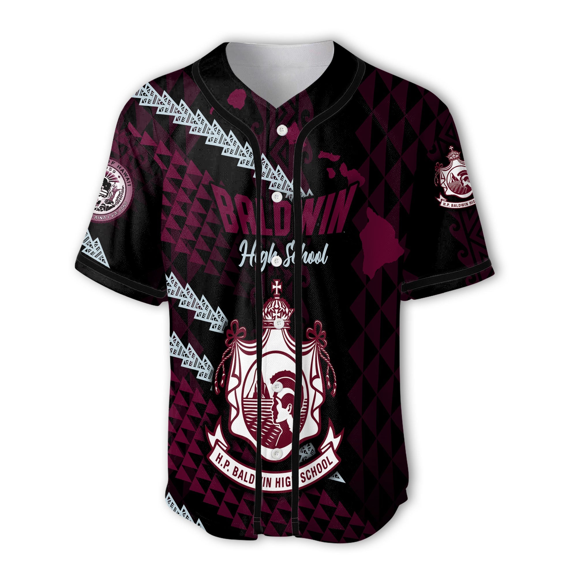 Hawaii Baldwin High School Custom Baseball Jersey Map Style