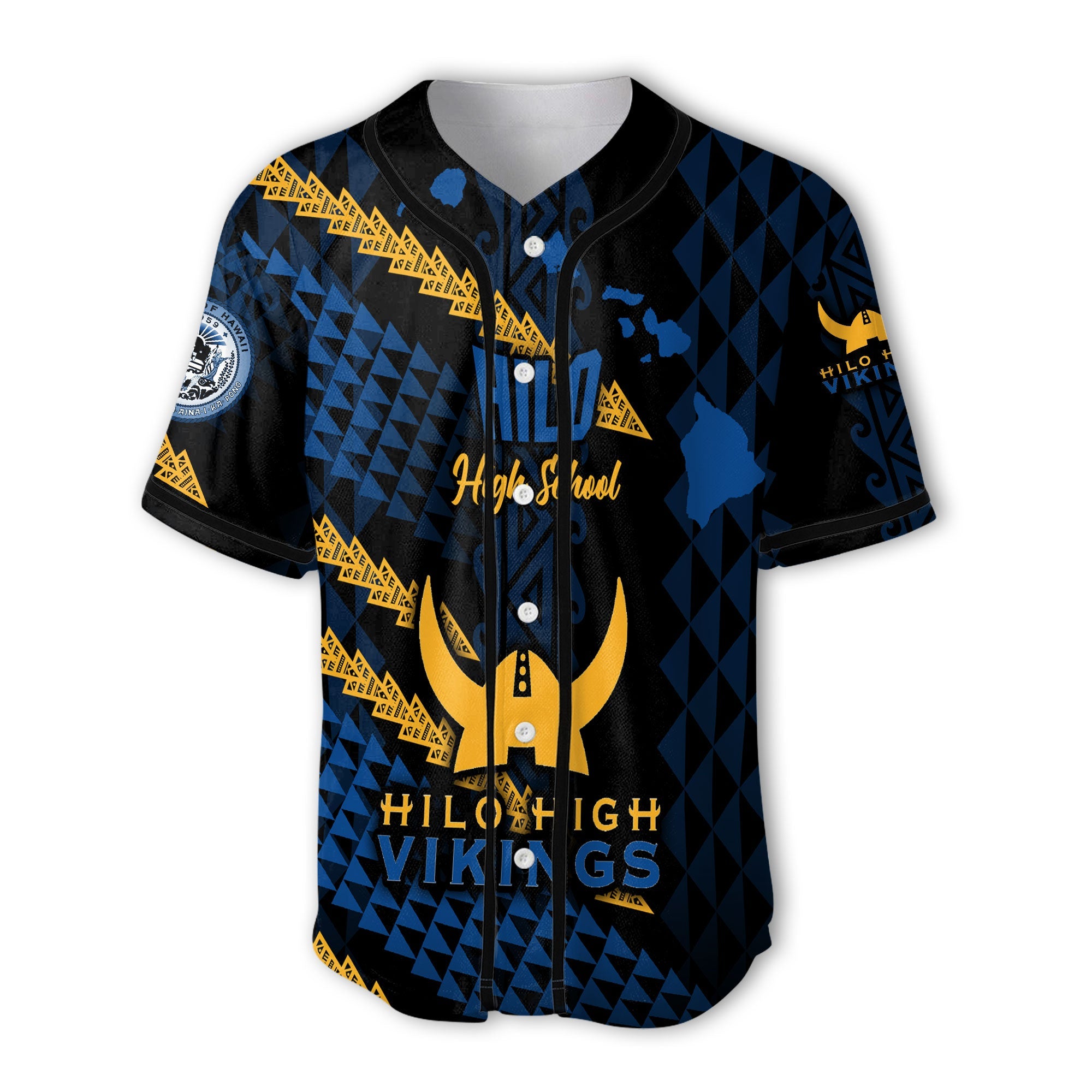 Hawaii Hilo High School Custom Baseball Jersey Map Style