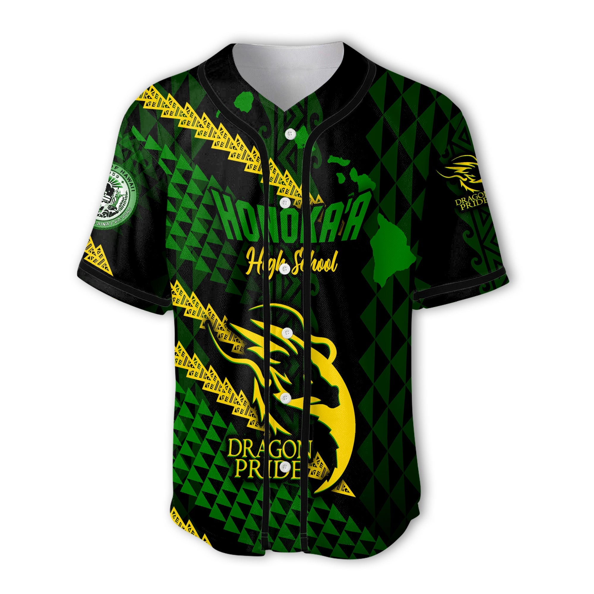 Hawaii Honoka High & Intermediate School Custom Baseball Jersey Map Style