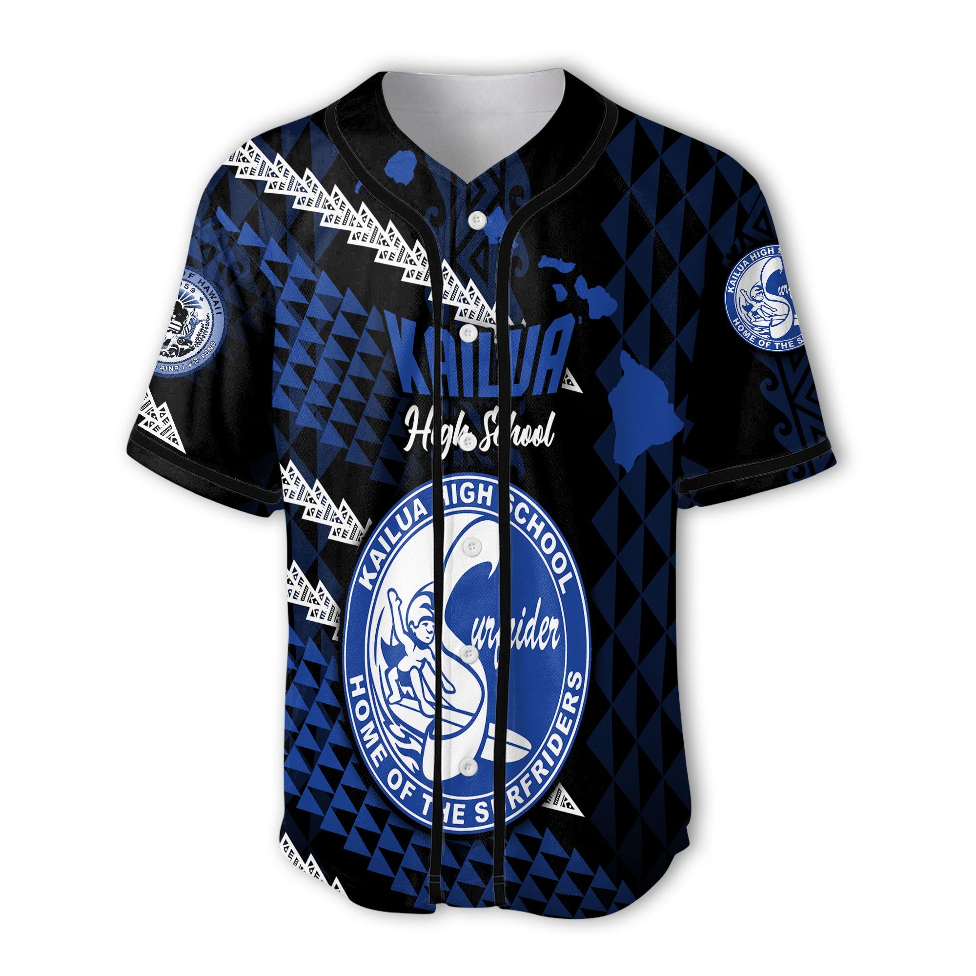 Hawaii Kailua High School Custom Baseball Jersey Map Style