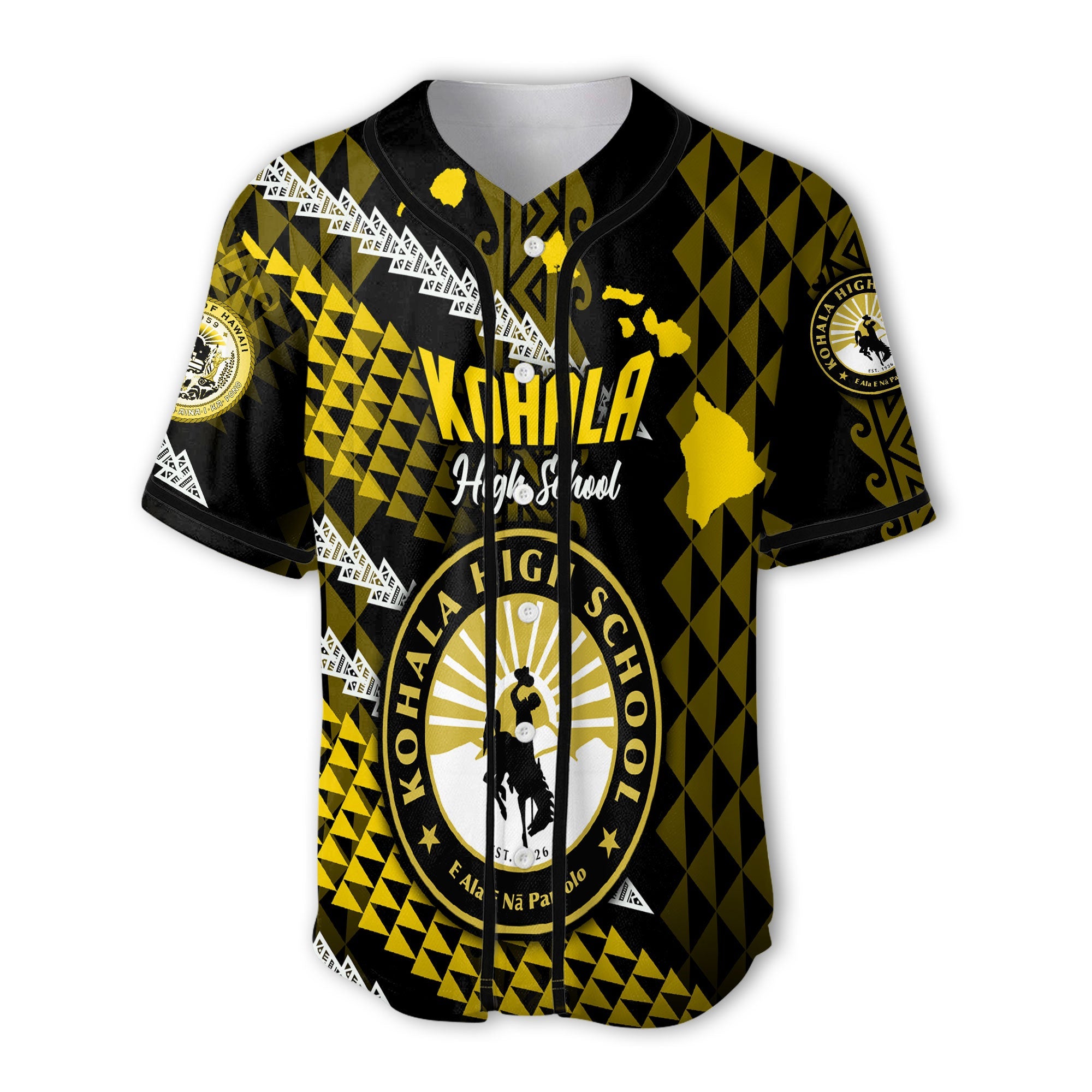 Hawaii Kohala High School Custom Baseball Jersey Map Style