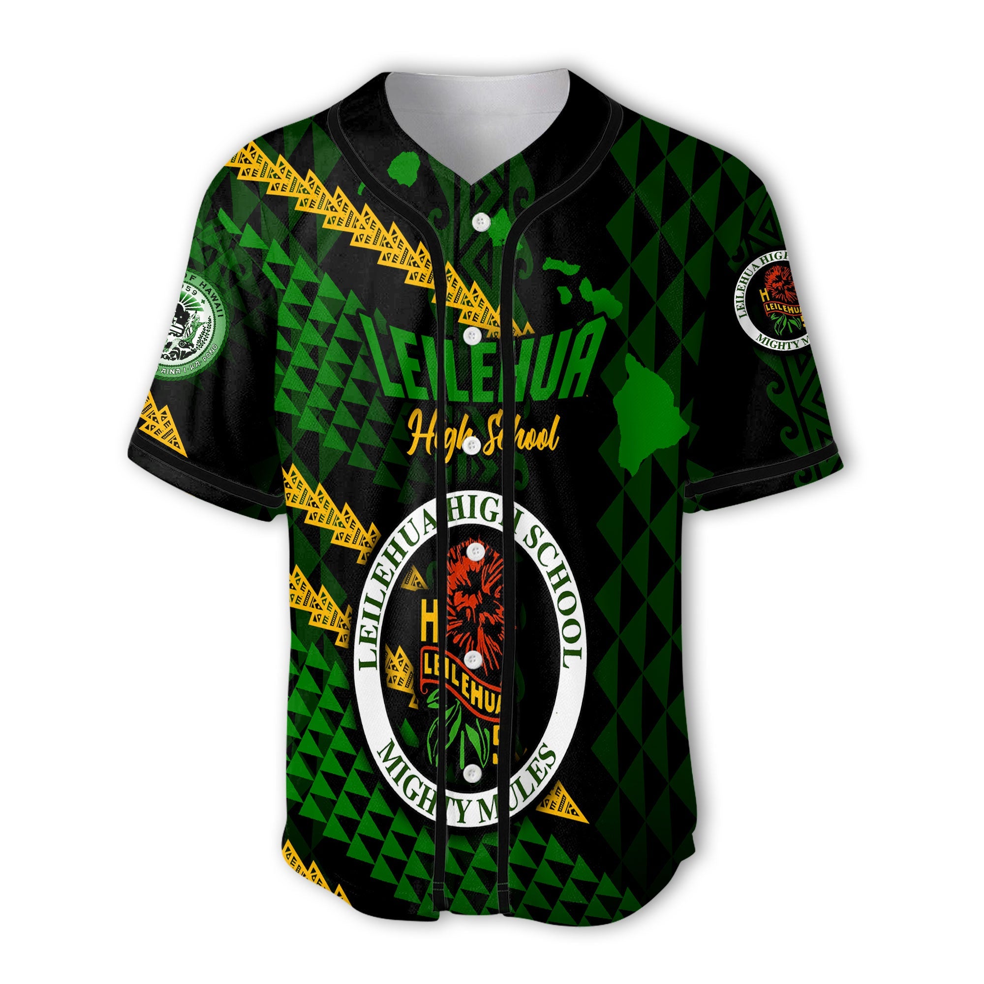 Hawaii Leilehua High School Custom Baseball Jersey Map Style