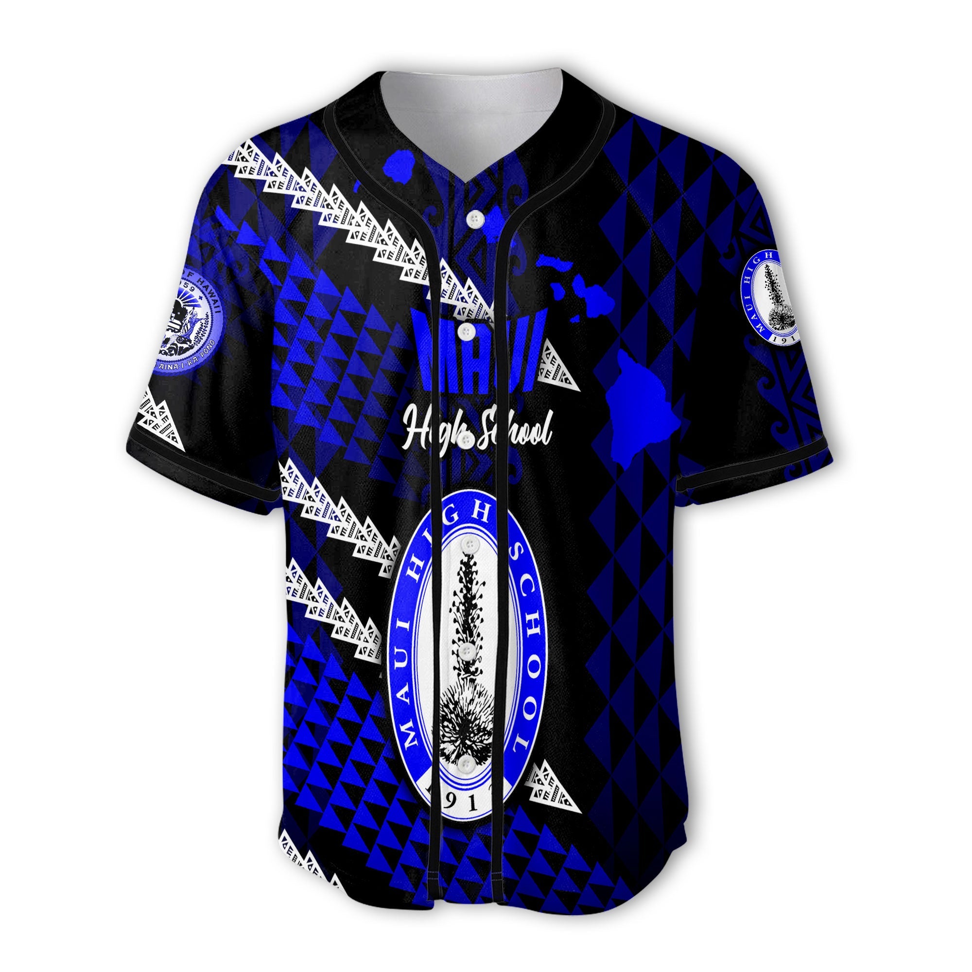 Hawaii Maui High School Custom Baseball Jersey Map Style