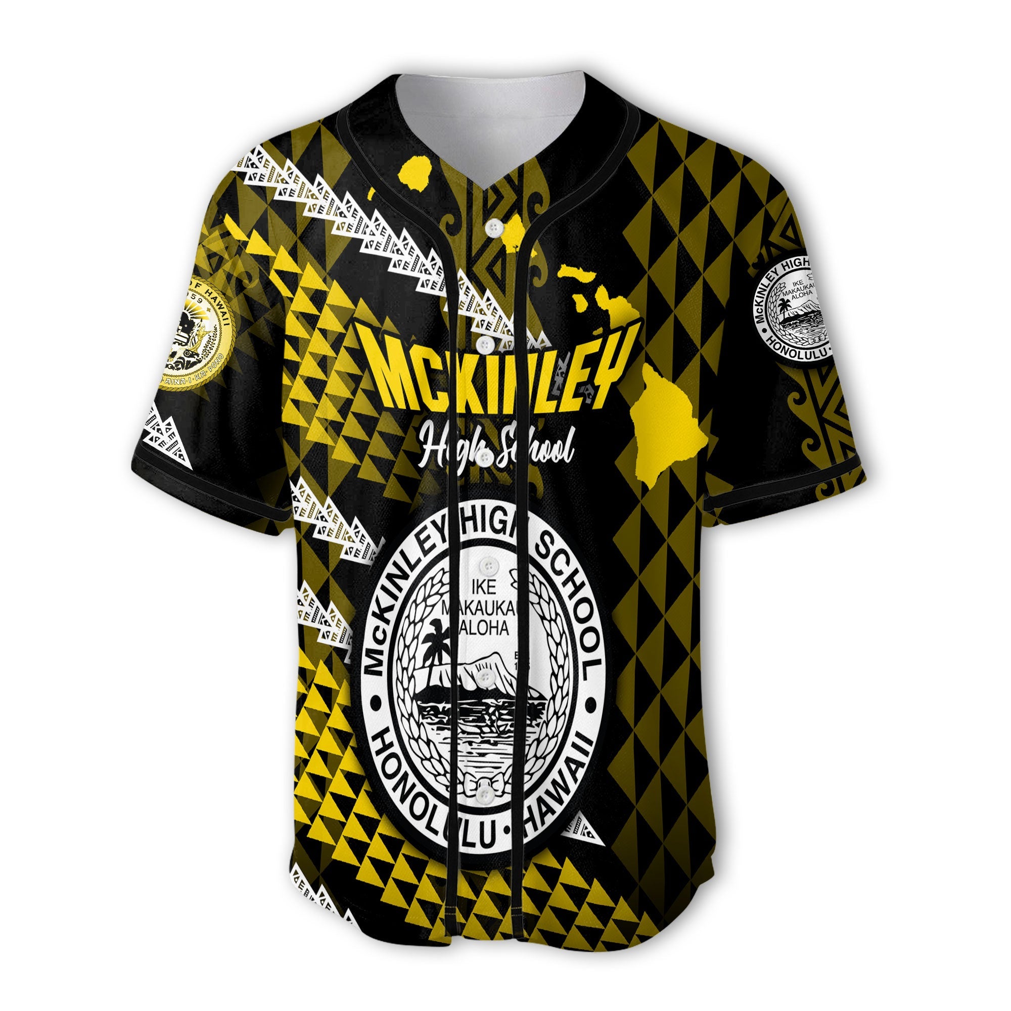 Hawaii President William McKinley High School Custom Baseball Jersey Map Style