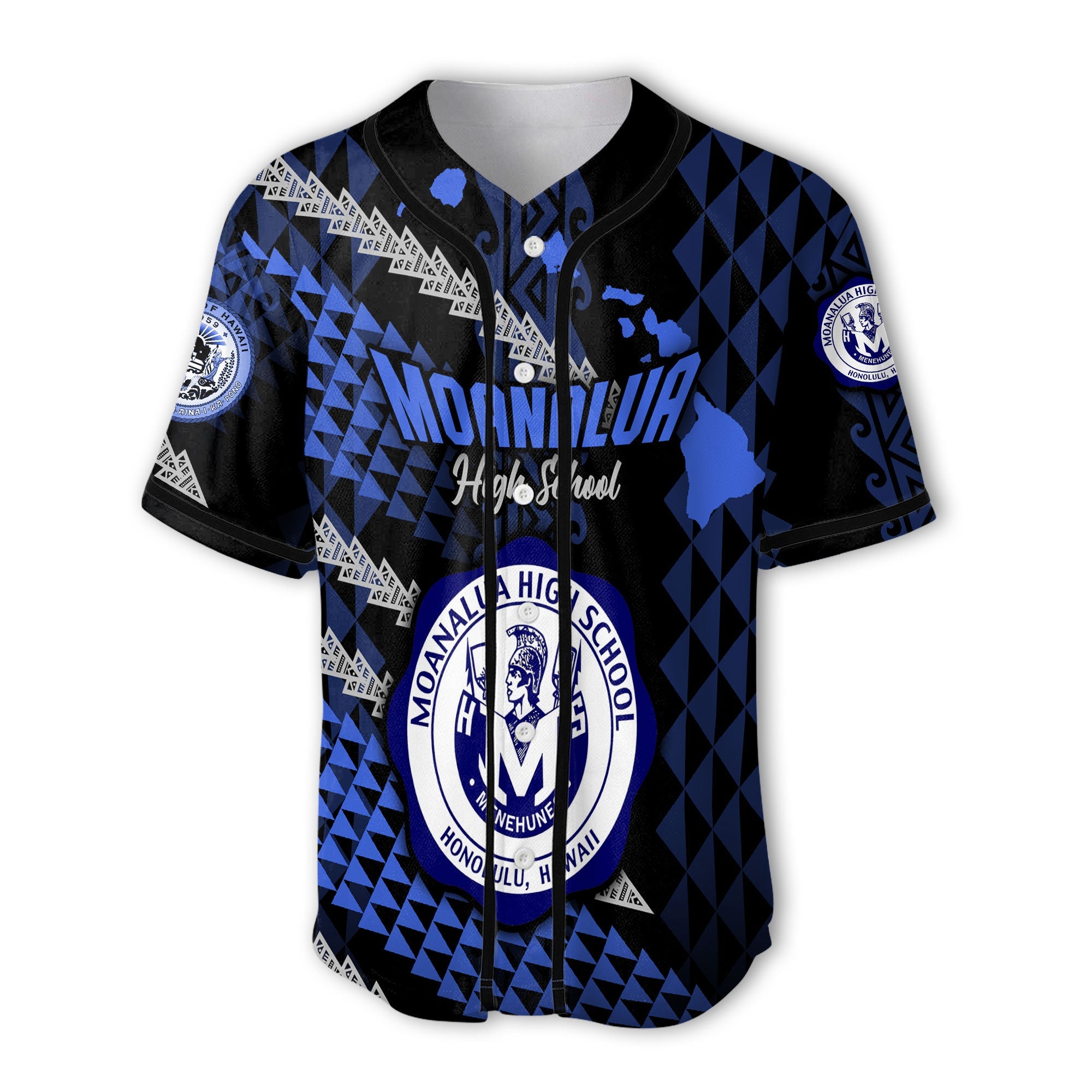 Hawaii Moanalua High School Custom Baseball Jersey Map Style