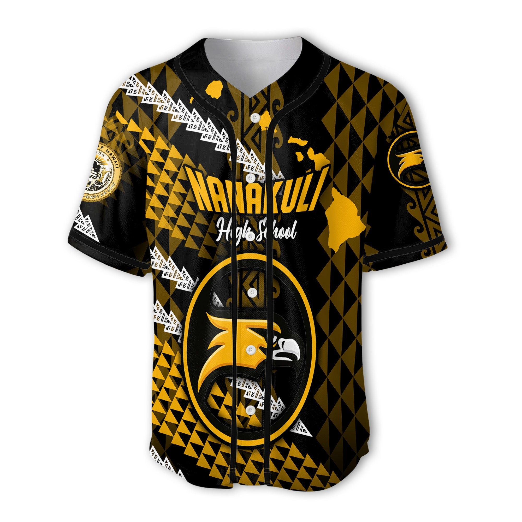 Hawaii Nanakuli High School Custom Baseball Jersey Map Style