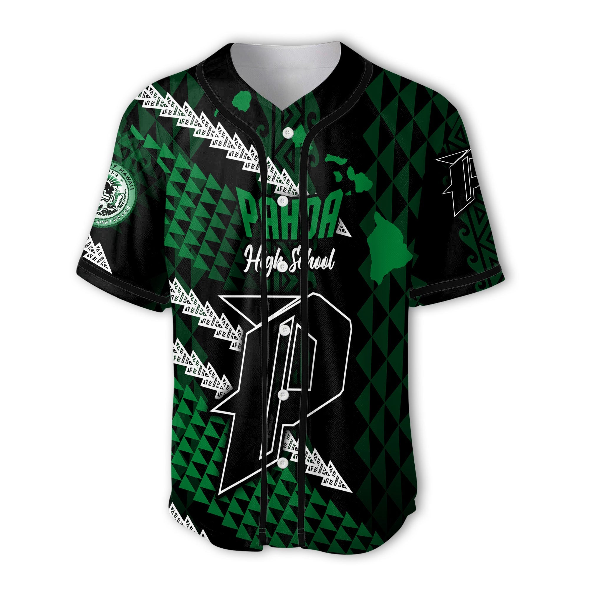 Hawaii Pahoa High & Intermediate School Custom Baseball Jersey Map Style