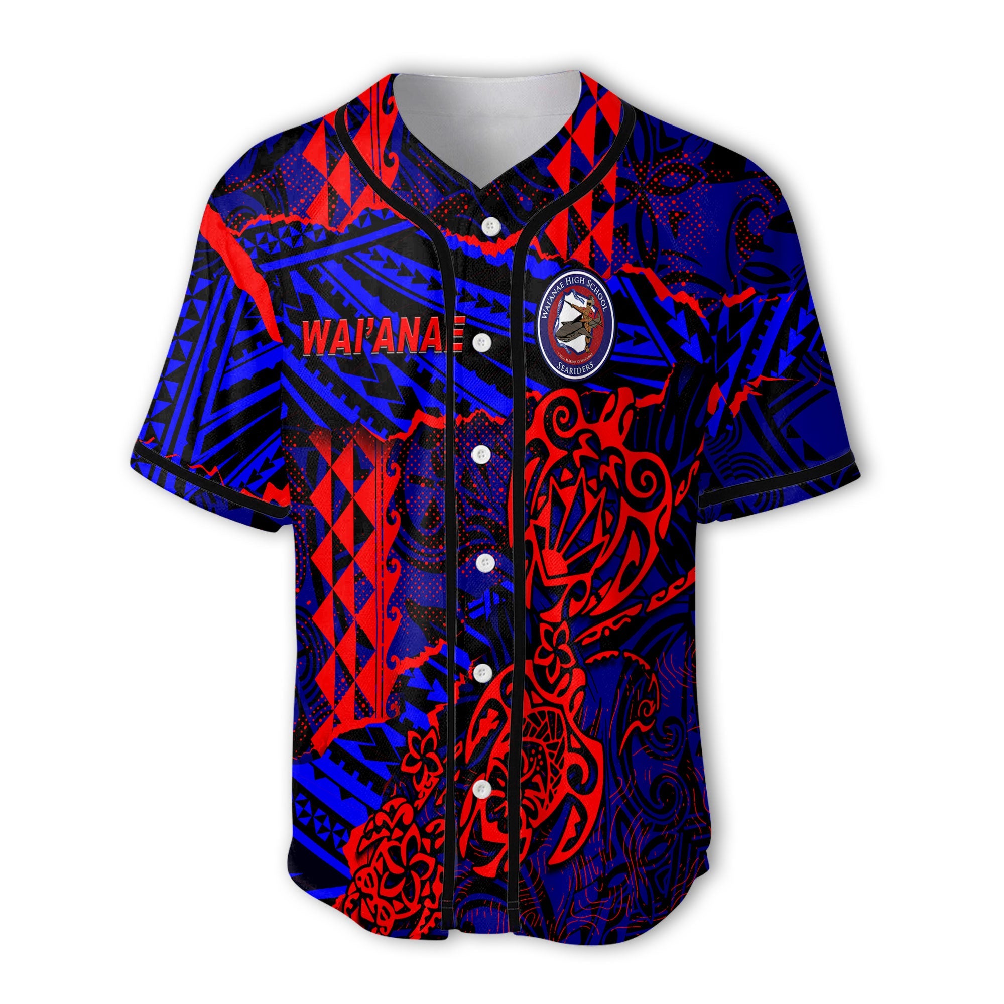 Hawaii Waianae High School Custom Baseball Jersey Polynesian Turtle Style