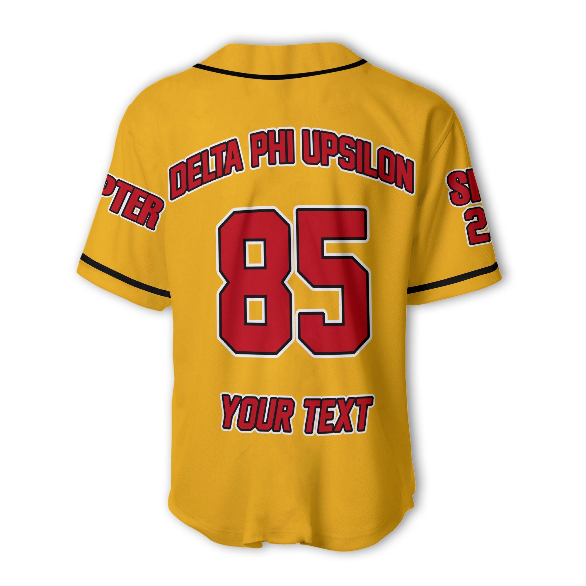 Fraternity Baseball Jersey - Personalized Delta Phi Upsilon Baseball Jersey Original Yellow Style