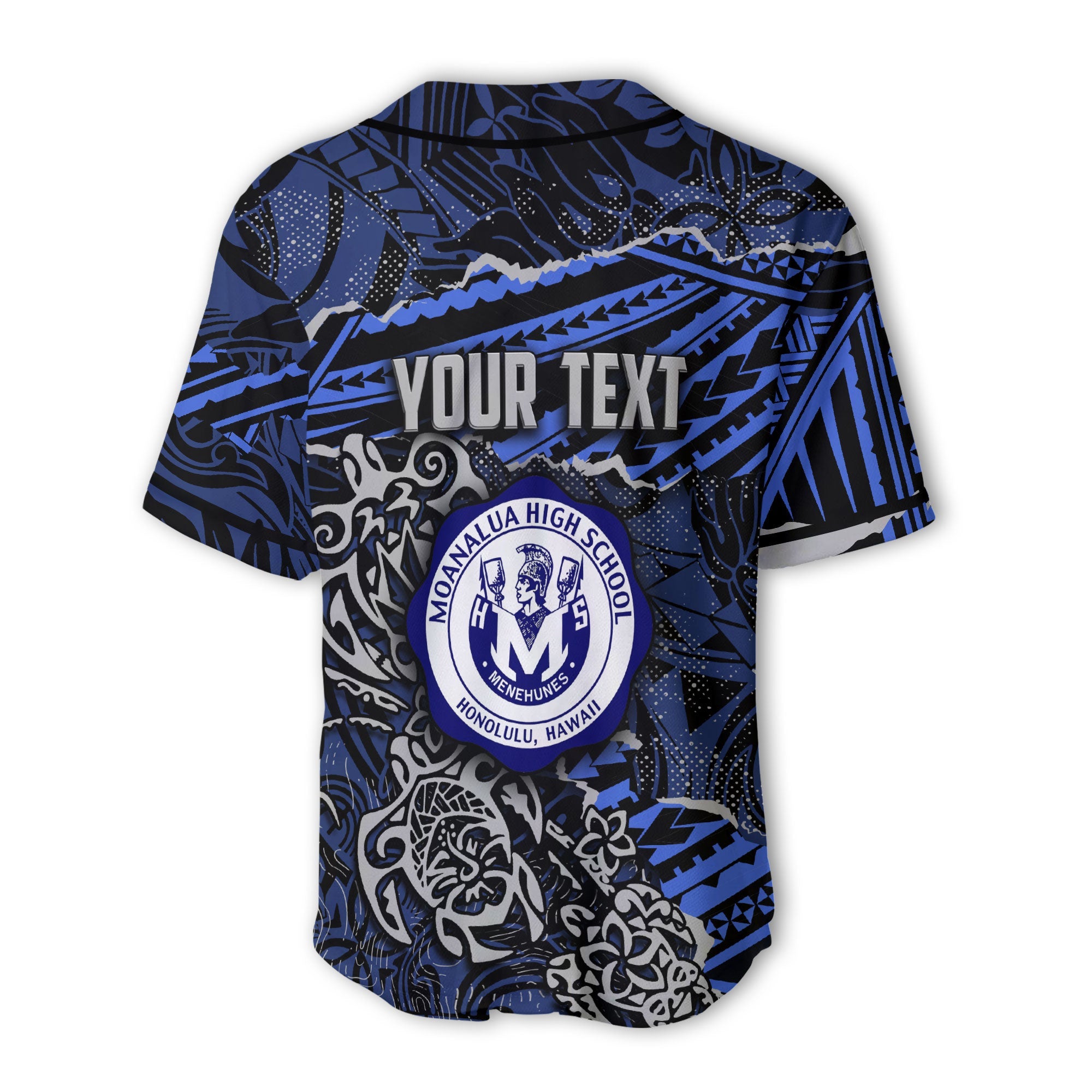 Hawaii Moanalua High School Custom Baseball Jersey Polynesian Turtle Style