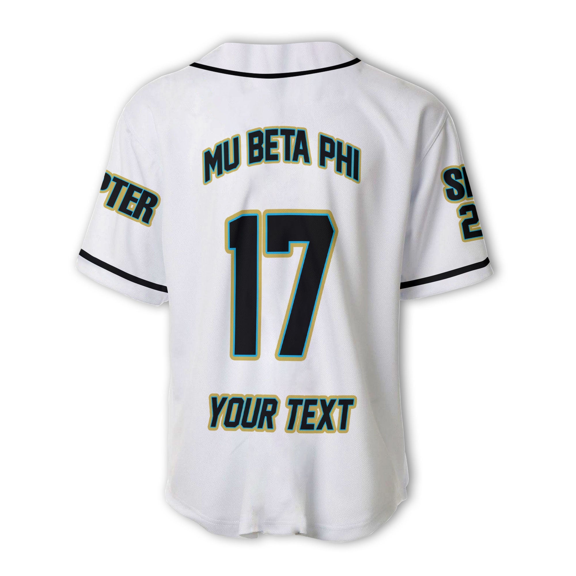 Fraternity Baseball Jersey - Personalized Mu Beta Phi Baseball Jersey Original White Style