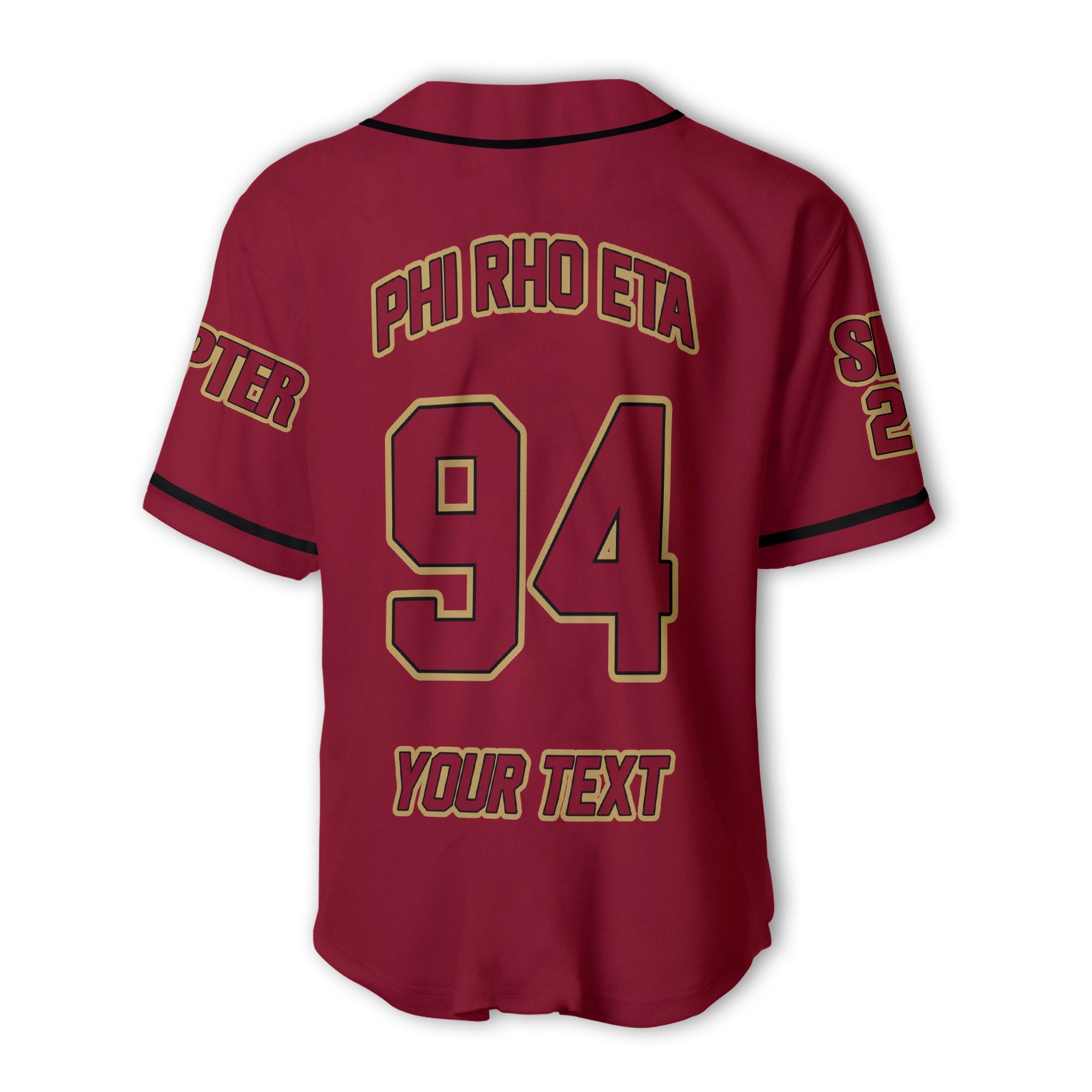 Fraternity Baseball Jersey - Personalized Phi Rho Eta Baseball Jersey Original Maroon Style