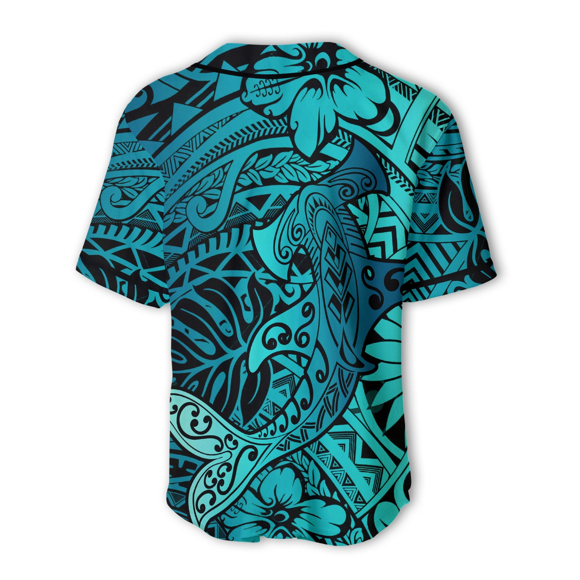 Hawaii Hammerhead Shark Baseball Jersey Light See Blue Style