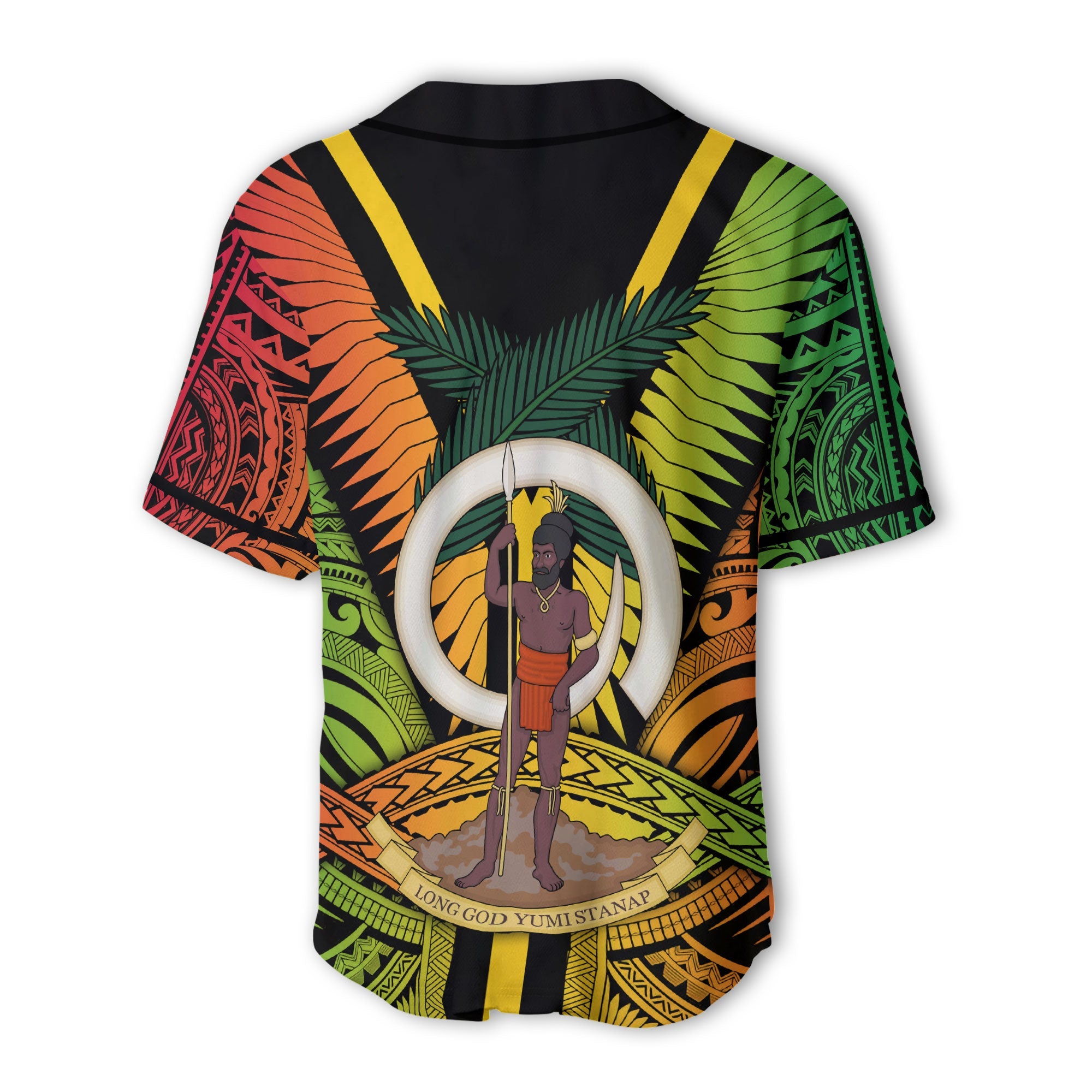 Vanuatu Baseball Jersey Coat Of Arms Reggae Style