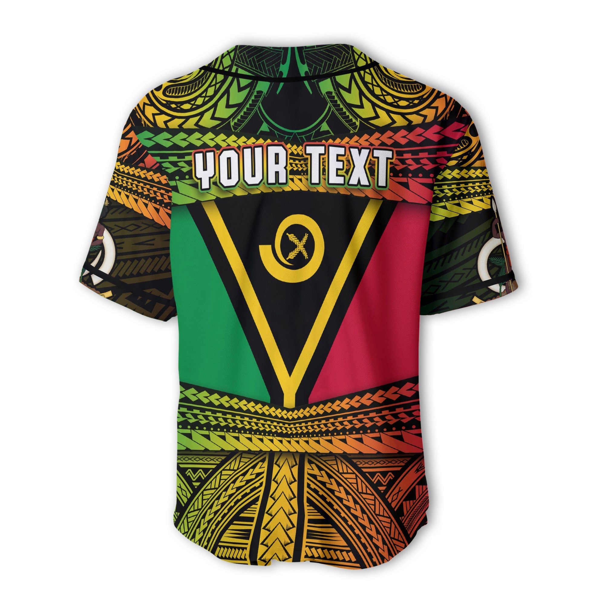 Custom Vanuatu Flag & Coat Of Arms Baseball Jersey Reggae Style