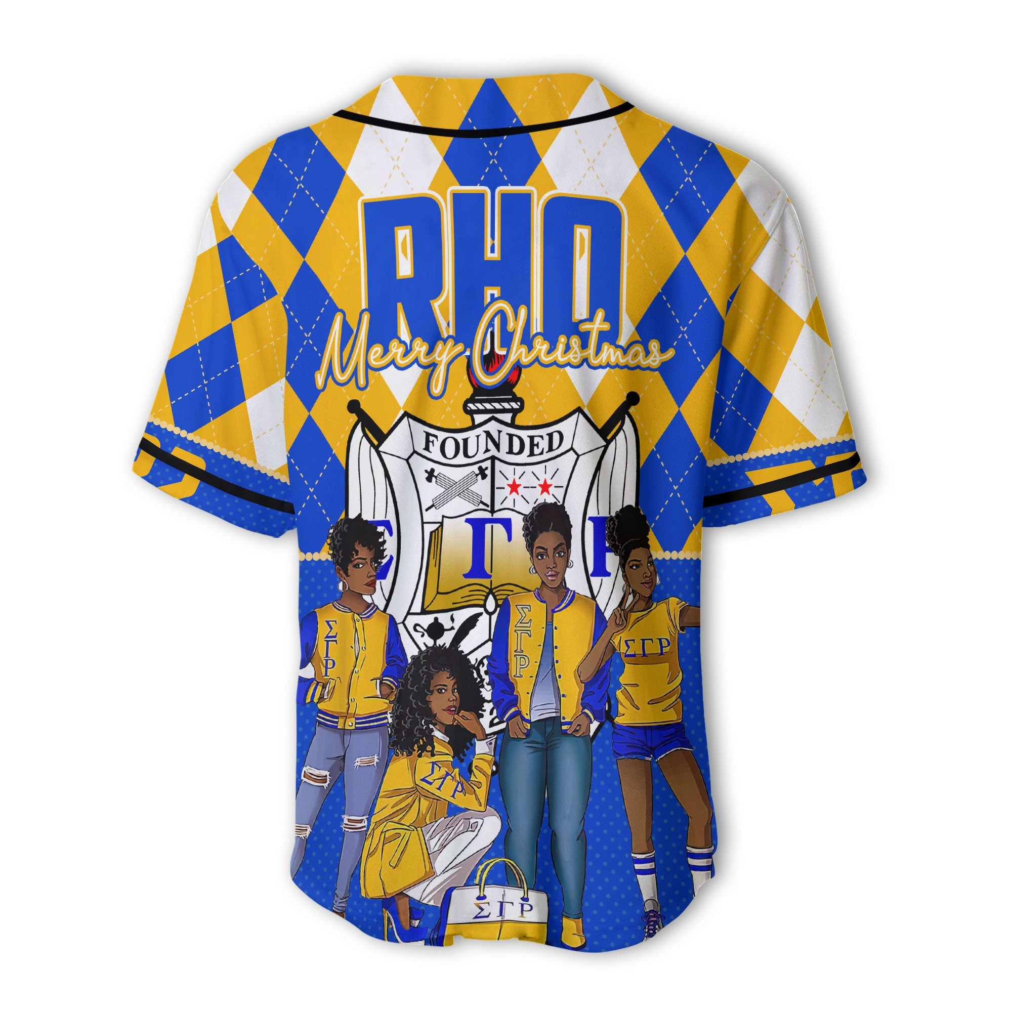 Sorority Baseball Jersey - Christmas Sigma Gamma Rho Girl Baseball Jersey Rhombus Pattern Style