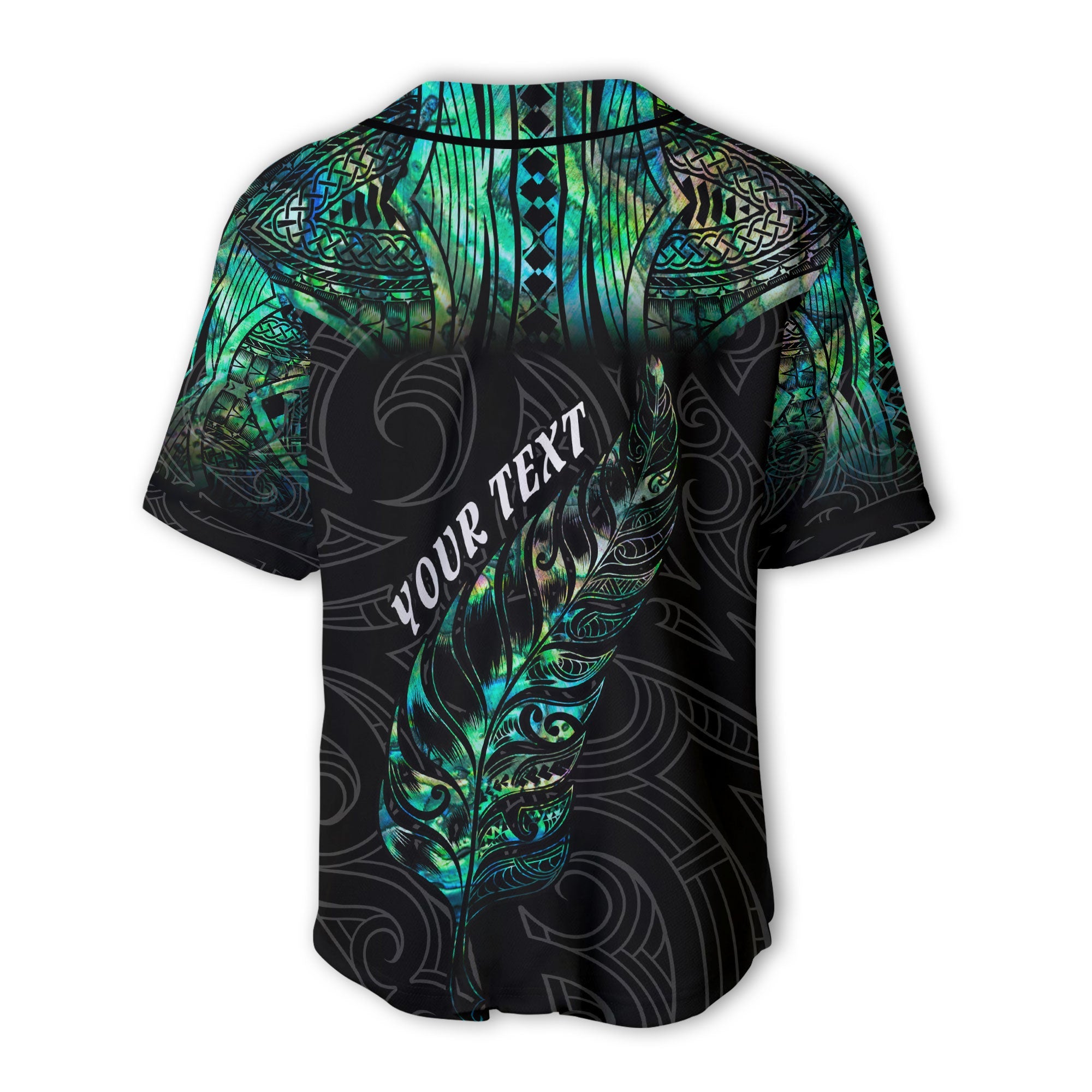 Custom New Zealand Rugby Baseball Jersey Maori mix Paua Shell Rugby Silver Fern Aotearoa - LH1