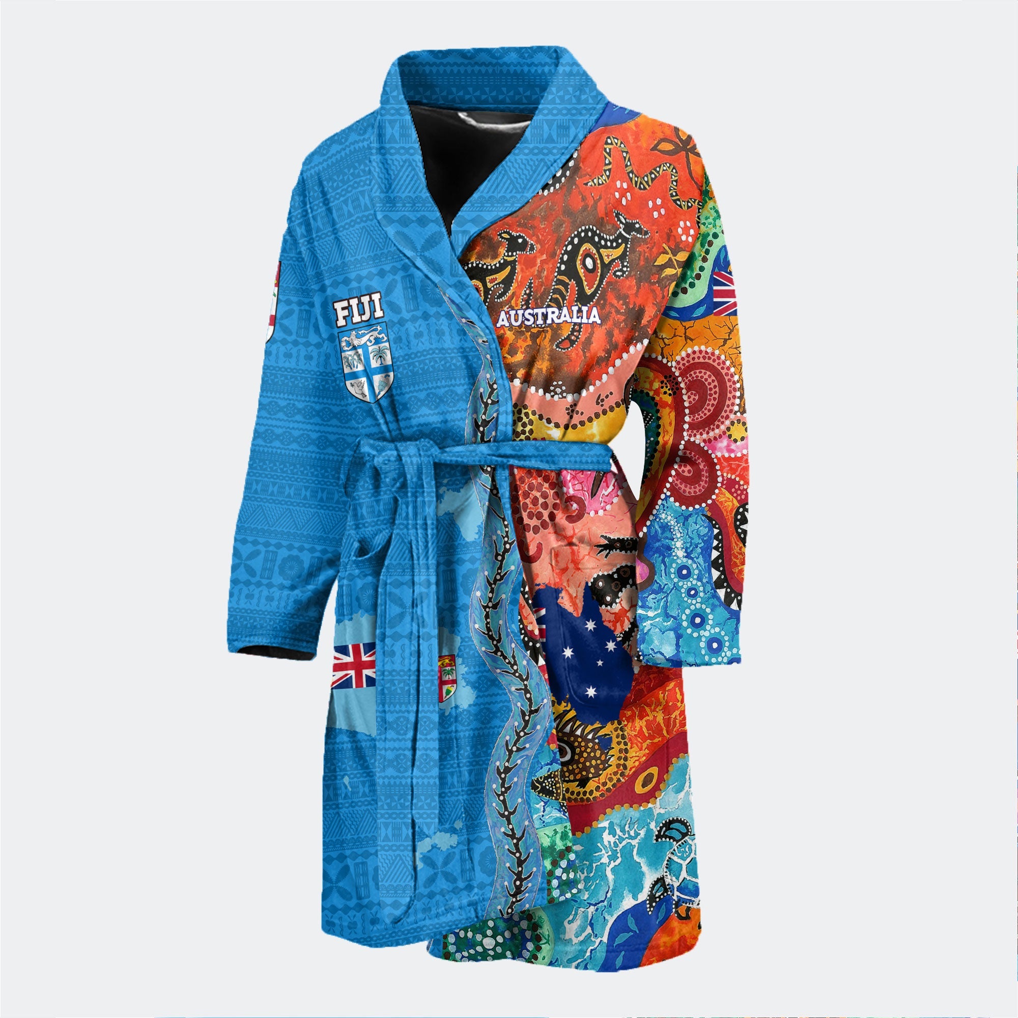 Custom Fiji Tapa & Australia Aboriginal Bath Robe