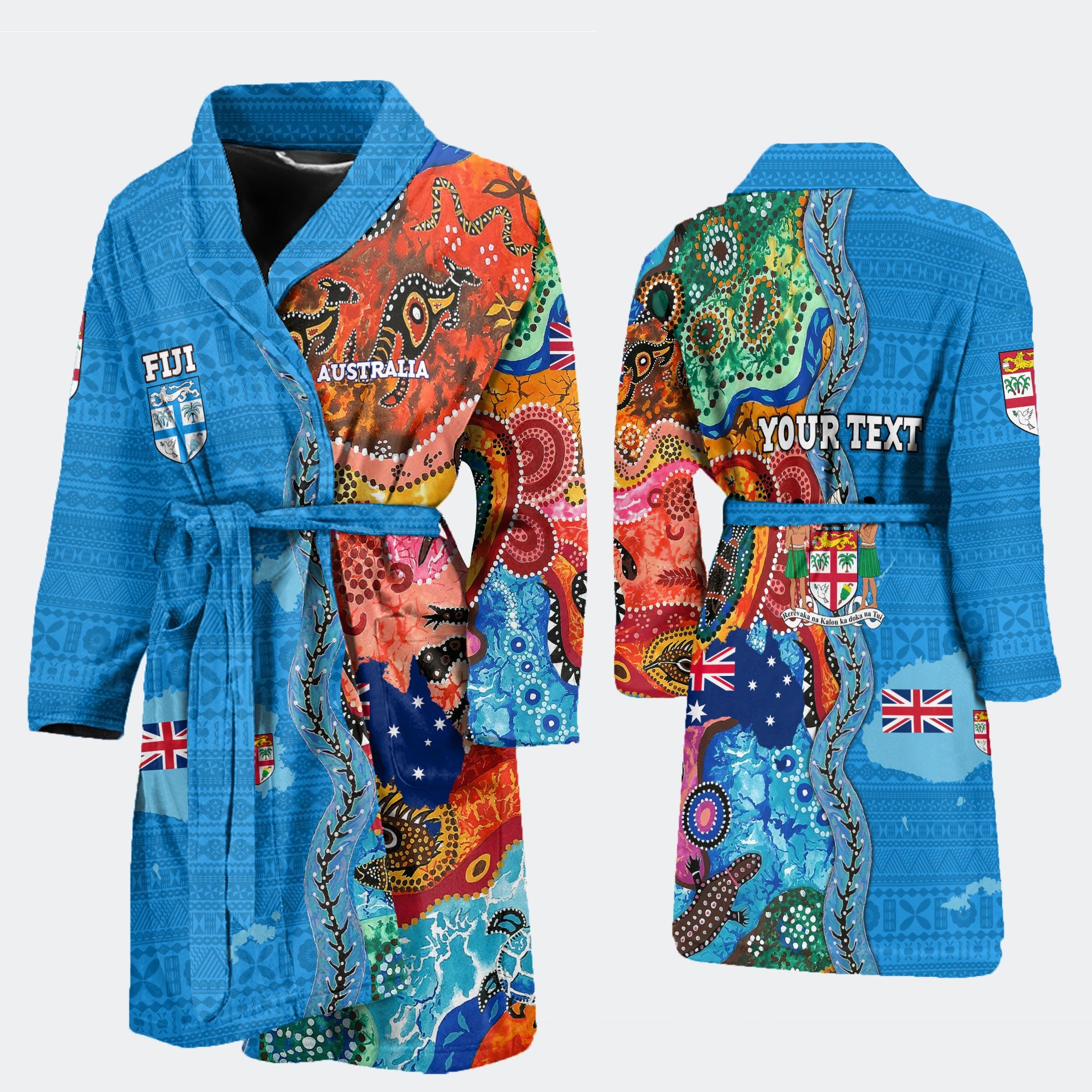 Custom Fiji Tapa & Australia Aboriginal Bath Robe