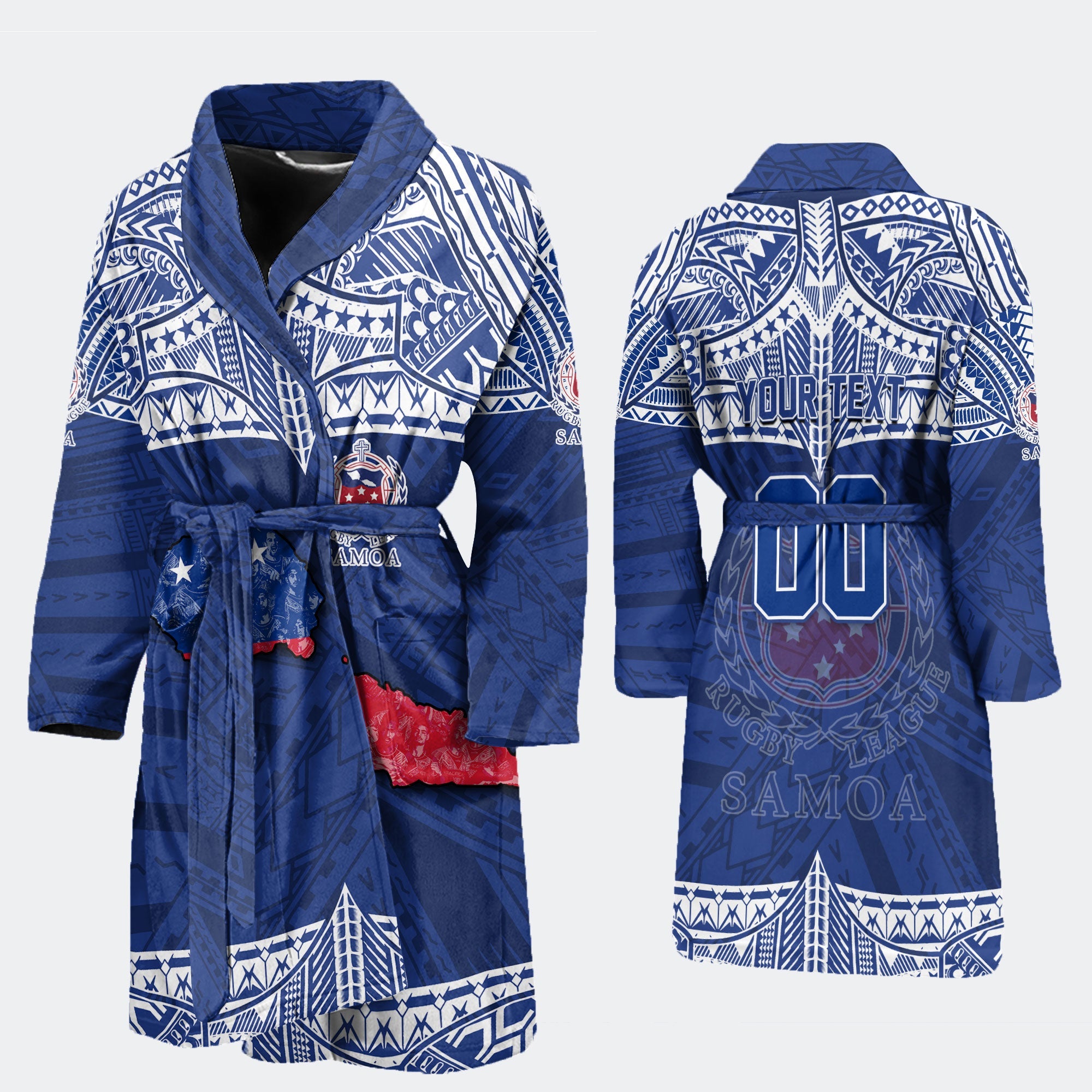 Custom Samoa TOA Rugby Bath Robe Map Style