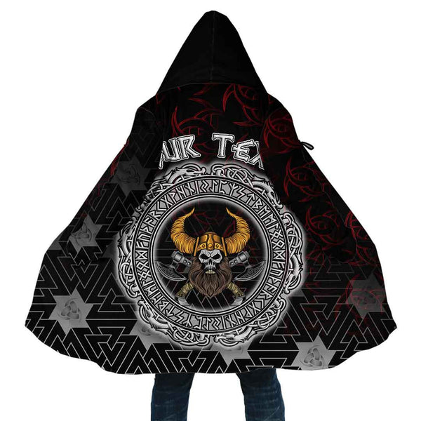 Custom Viking Hooded Coat Beard Skull Cross Axes Special Style