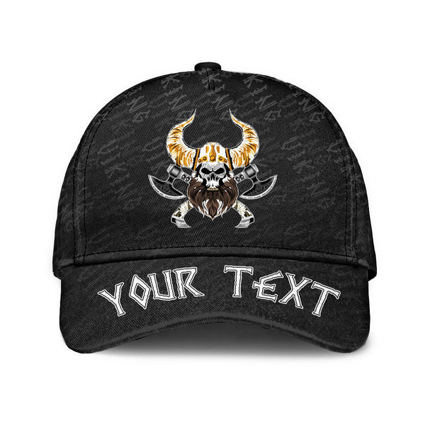 Custom Viking Classic Cap Bearded Warrior Skull With Crossed Axes