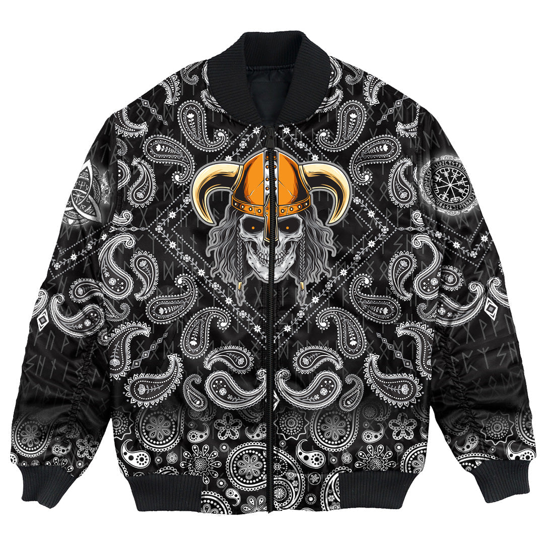 Viking Bomber Jacket Bearded Viking with Bandana Paisley Style