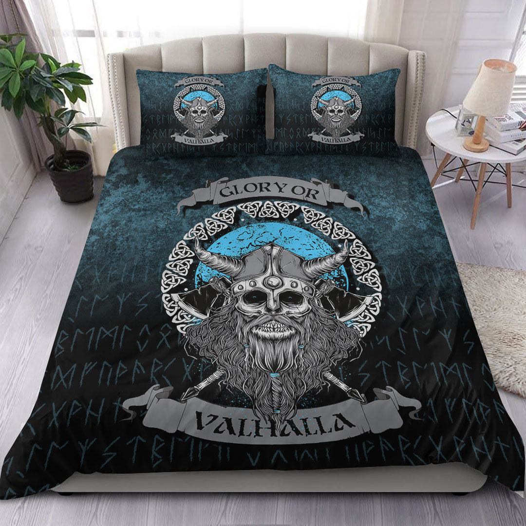 Viking Bedding Set Glory or Valhalla Viking Skull