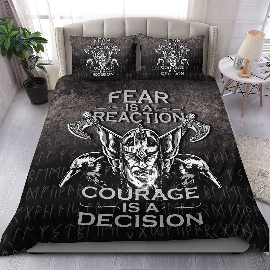 Viking Bedding Set Fear Is A Reaction Courage Is A Decision