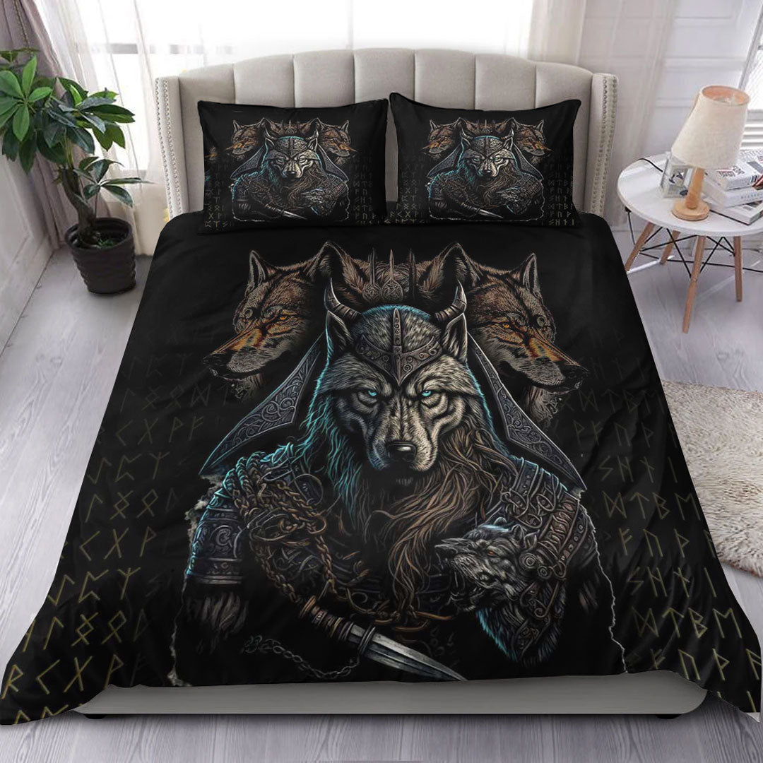 Viking Bedding Set Viking Wolf Warriors 3D