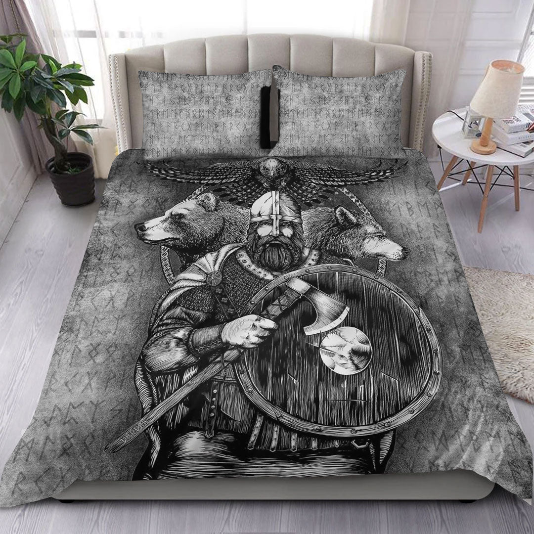 Viking Bedding Set Viking Odin Bear Raven Wolf