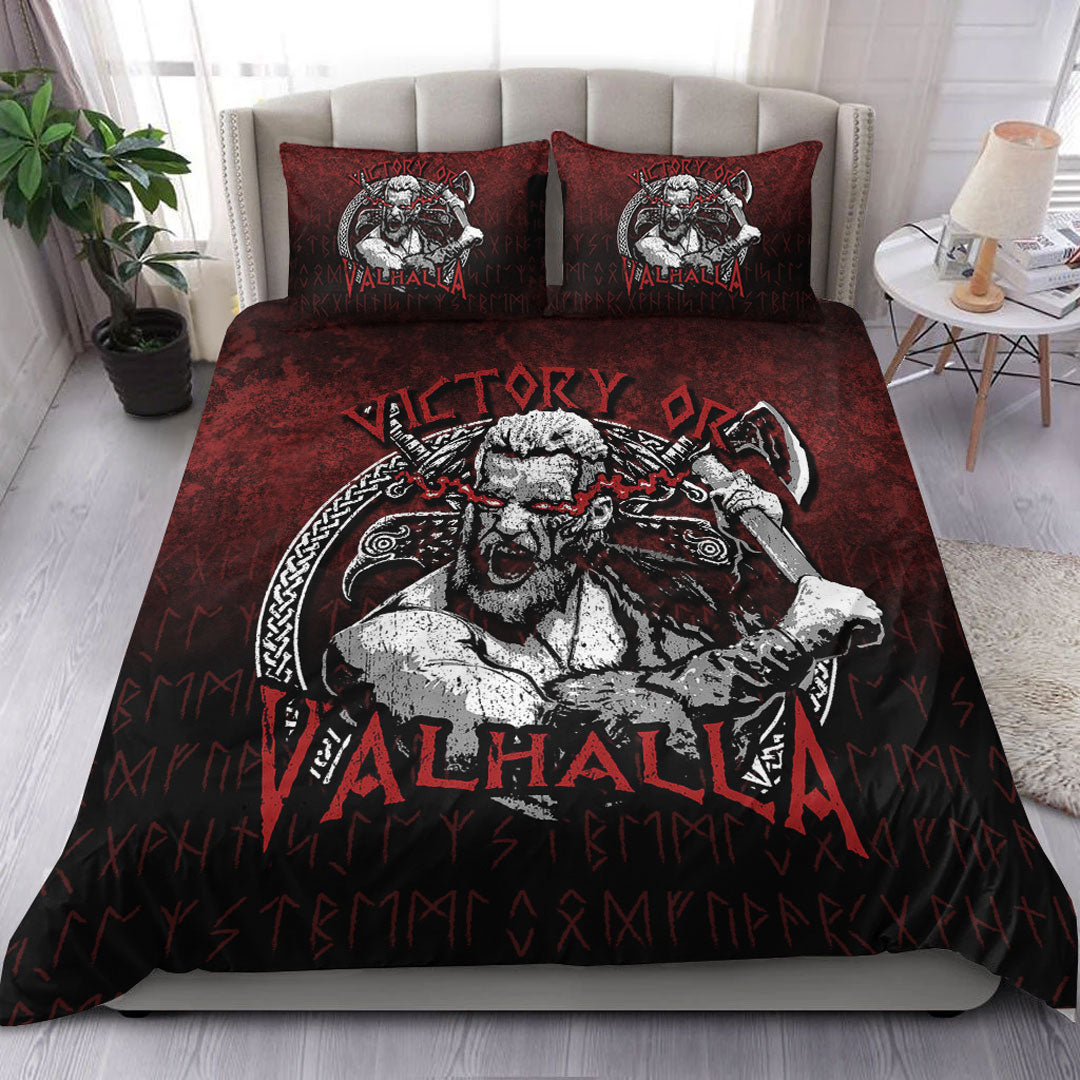 Viking Bedding Set Axe Warrior Raven Odin Thor Victory Or Valhalla