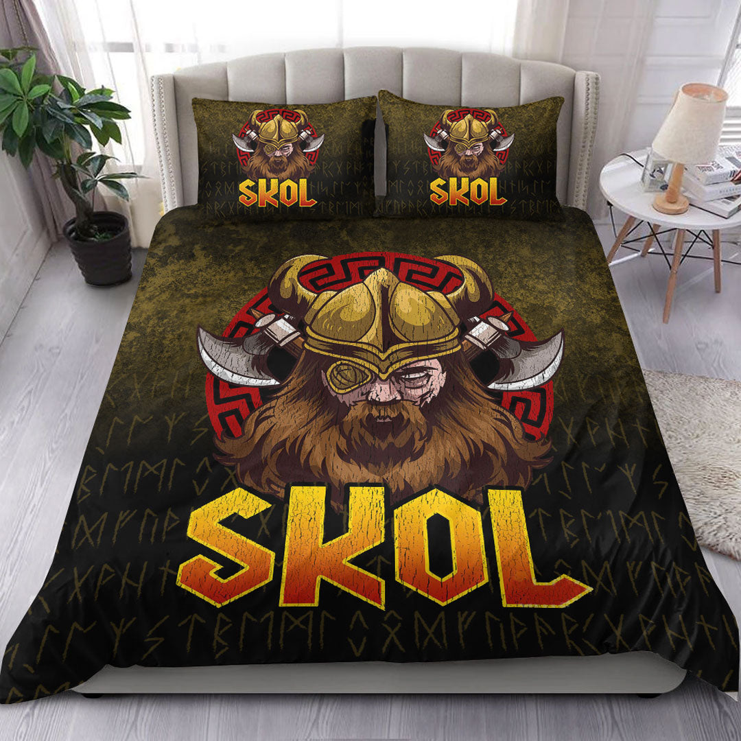 Viking Bedding Set Skol Viking Beer Norse Mythology Warrior Drinking