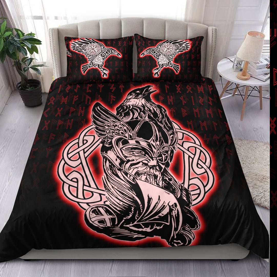 Viking Bedding Set Odin Raven Viking Set Red