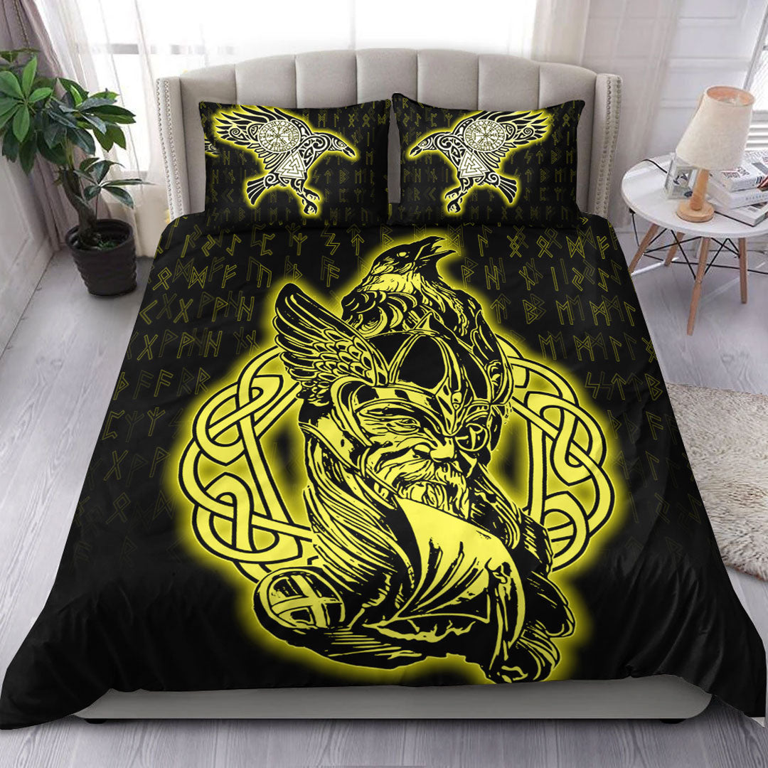 Viking Bedding Set Odin Raven Viking Set Gold