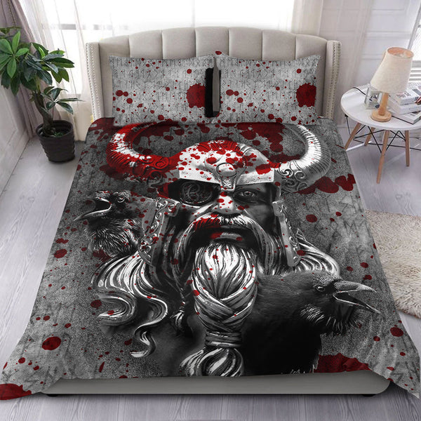 Viking Bedding Set Raven Viking Odin Blood