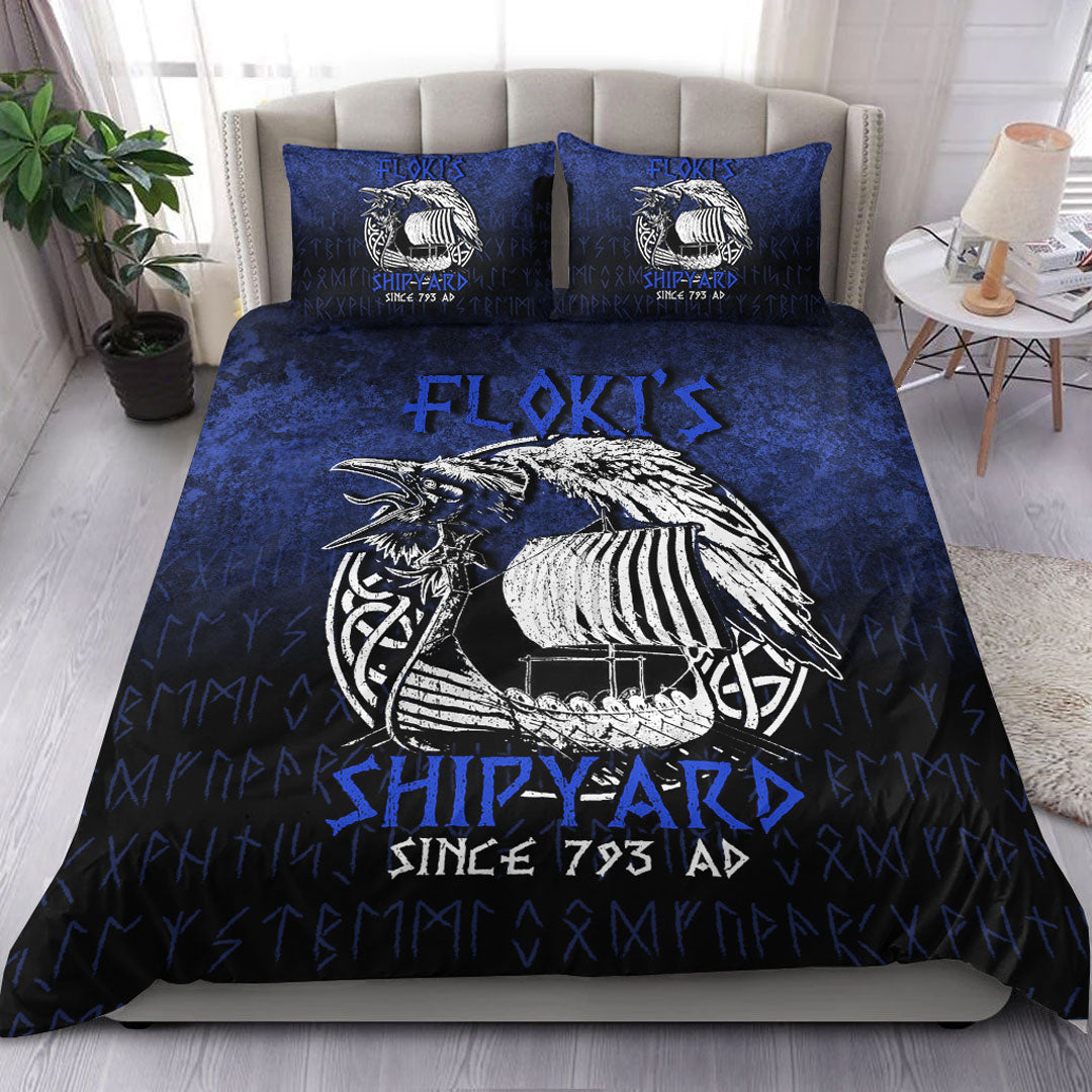 Viking Bedding Set Kattegat Longboat Raven Norse Mythology Flokis Shipyard