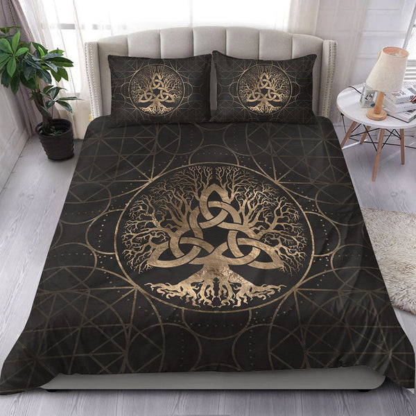 Viking Bedding Set Tree of Life Yggdrasil with Triquetra