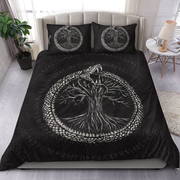 Viking Bedding Set Ouroboros with Tree of Life