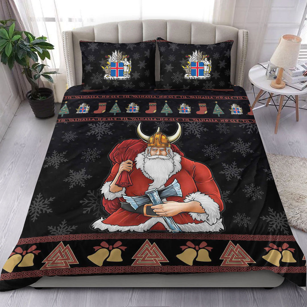 Viking Bedding Set Christmas Iceland Santa