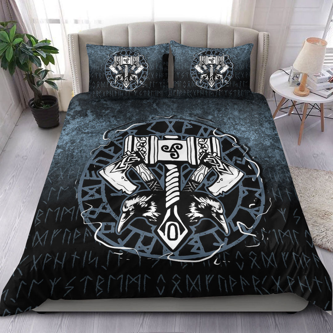 Viking Bedding Set Celtic Huginn And Muninn Raven Style