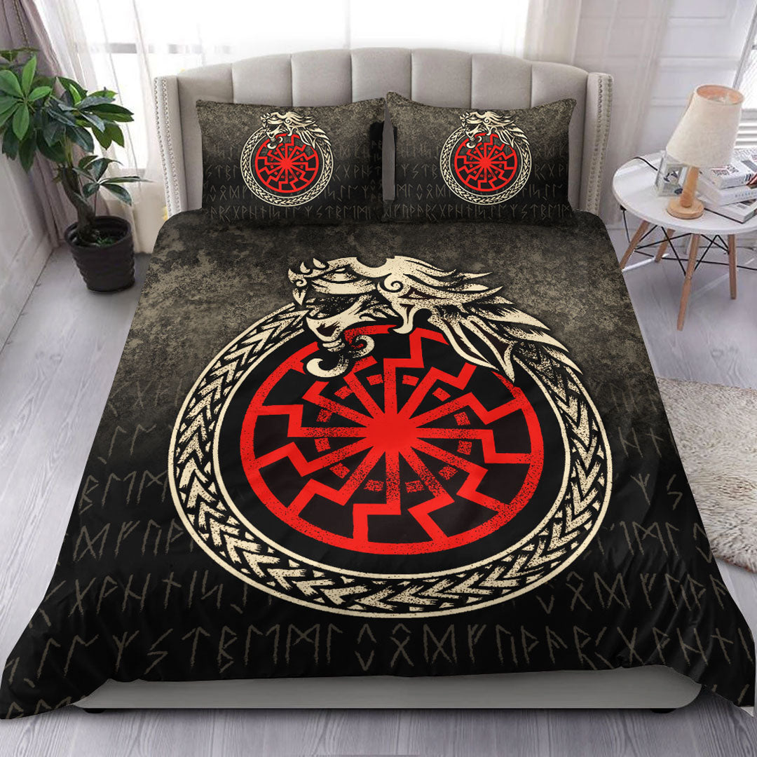 Viking Bedding Set Viking Jormungandr Symbol Midgard Serpent Child Of Loki