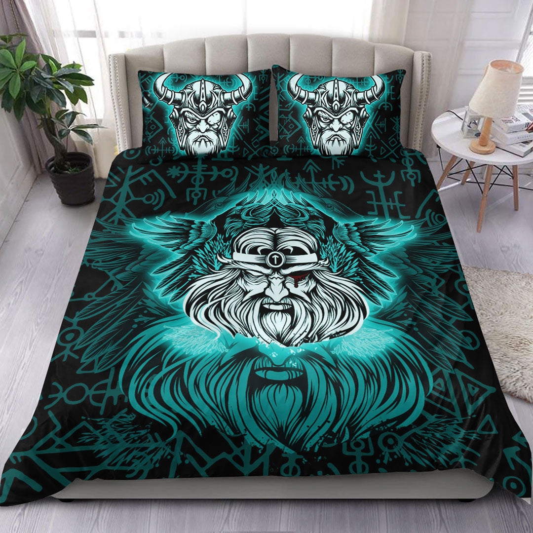 Viking Bedding Set Viking Odin Turquoise