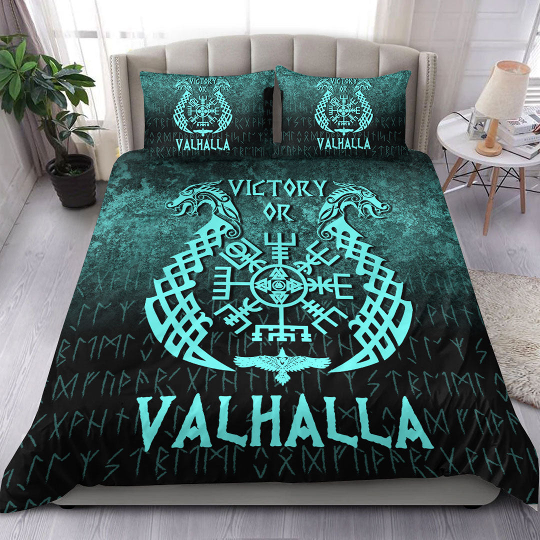 Viking Bedding Set Victory or Valhalla Cyan Version