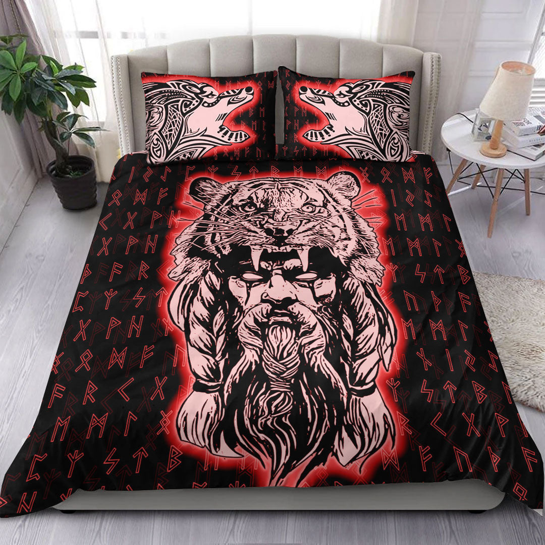 Viking Bedding Set Wolf Odin Viking Set Red