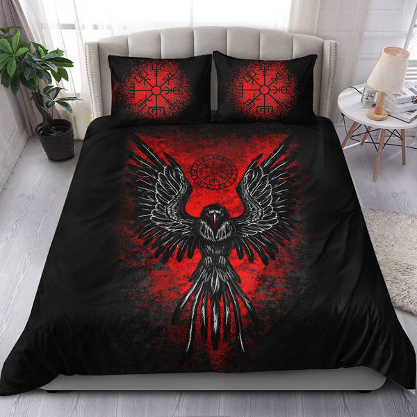 Viking Bedding Set Vegvisir Raven Blood