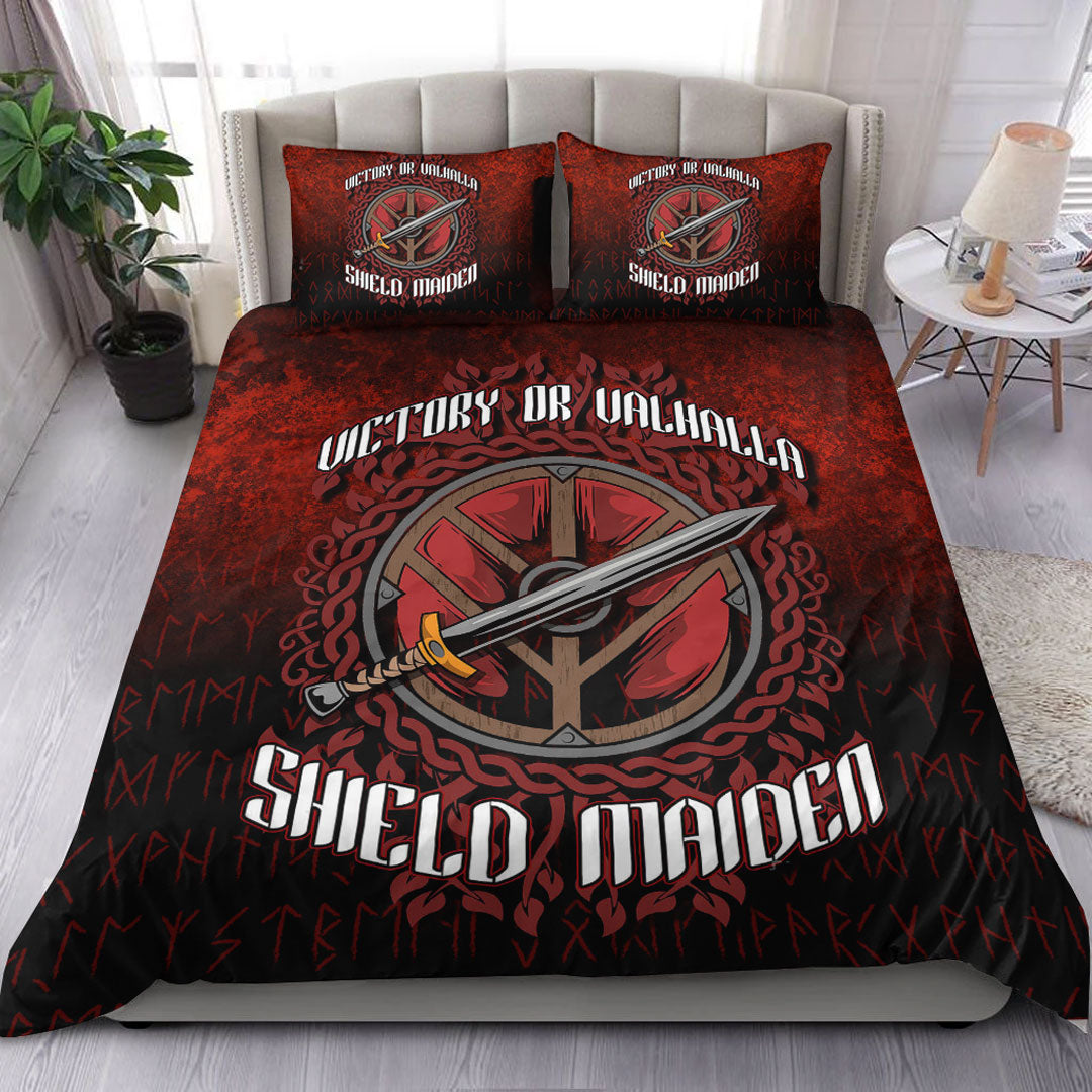 Viking Bedding Set Victory or Valhalla Shield Maiden